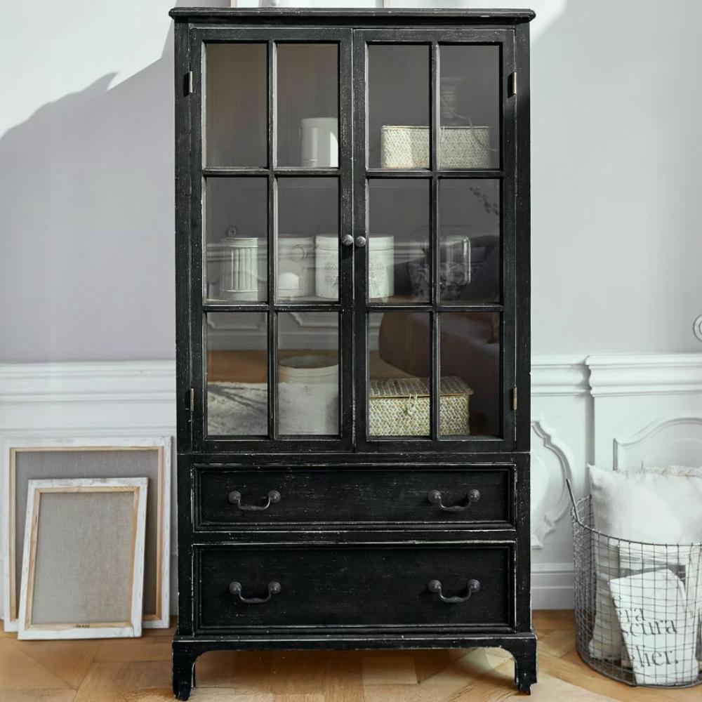fekete vintage vitrines szekreny cottage provence-i antikolt angol stilusu talaloszekreny racsos uveges nappali konyha etkezo.jpg